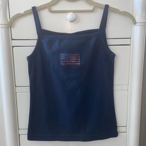Old Navy 100% Cotton Navy Blue w/Sparkly Flag Tank Top.  Absolutely Perfect Cond